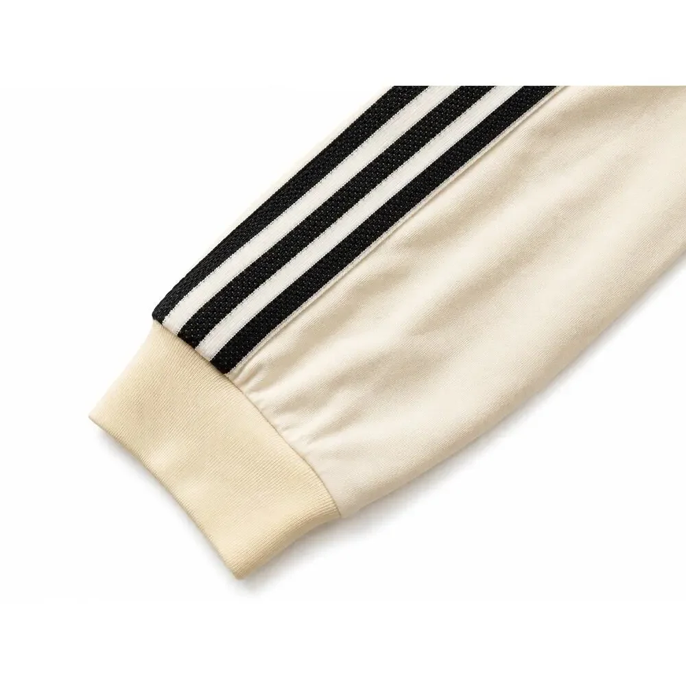 Vintage Adidas Long Sleeve Shirt 2XL Cream 3 Stripe Logo Soccer Made in USA